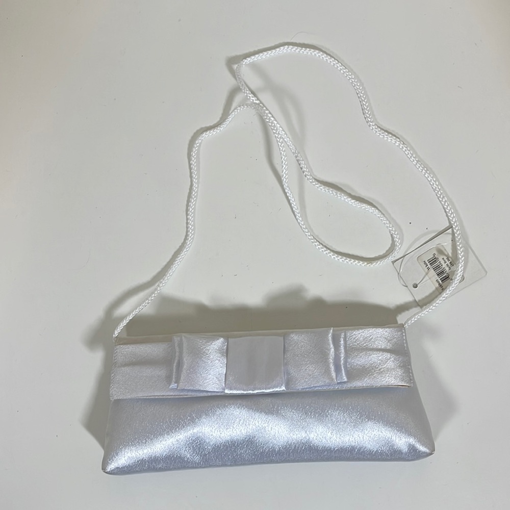 NWT Jessica McClintock White Satin Bow Handbag